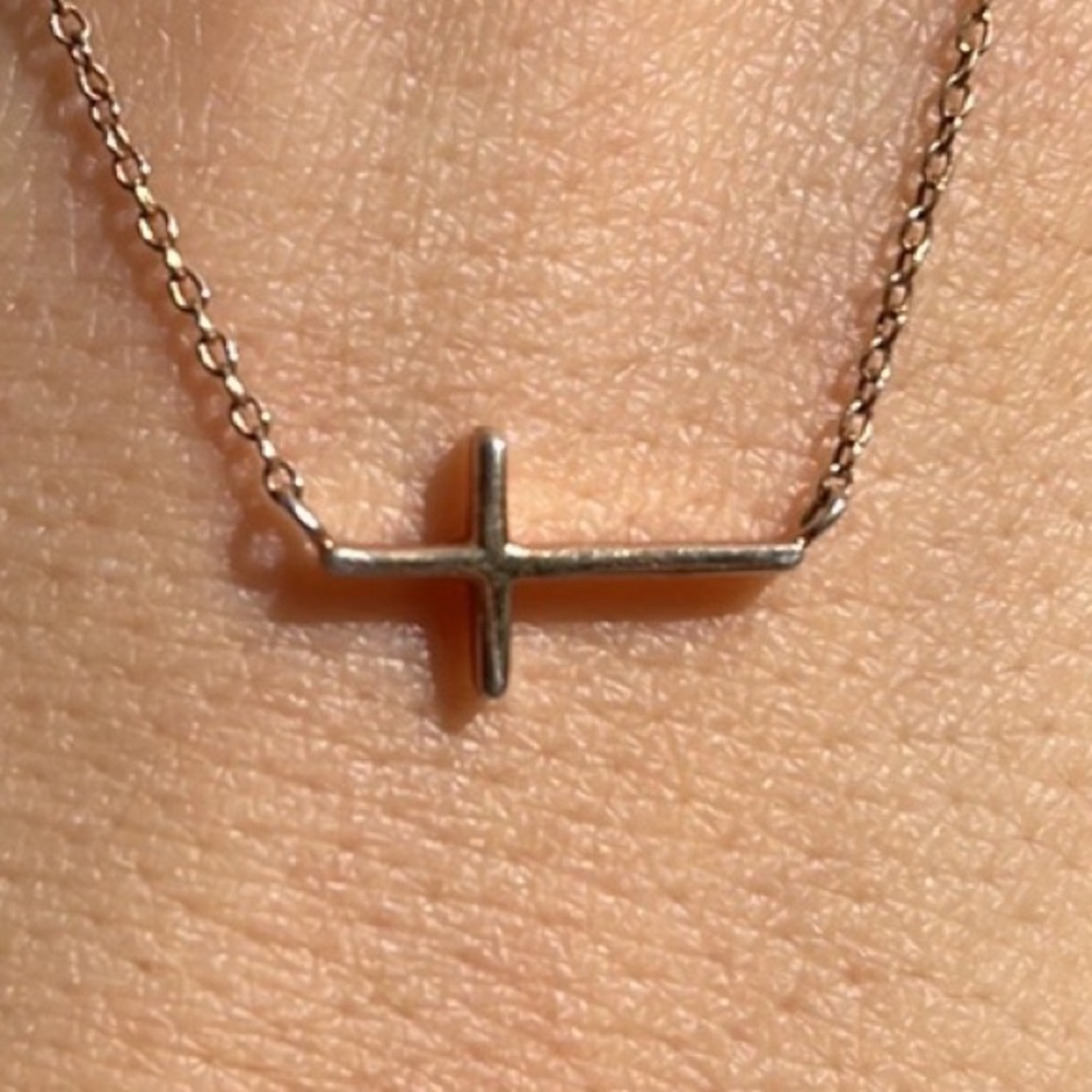 Rose gold sterling silver cross necklace dainty